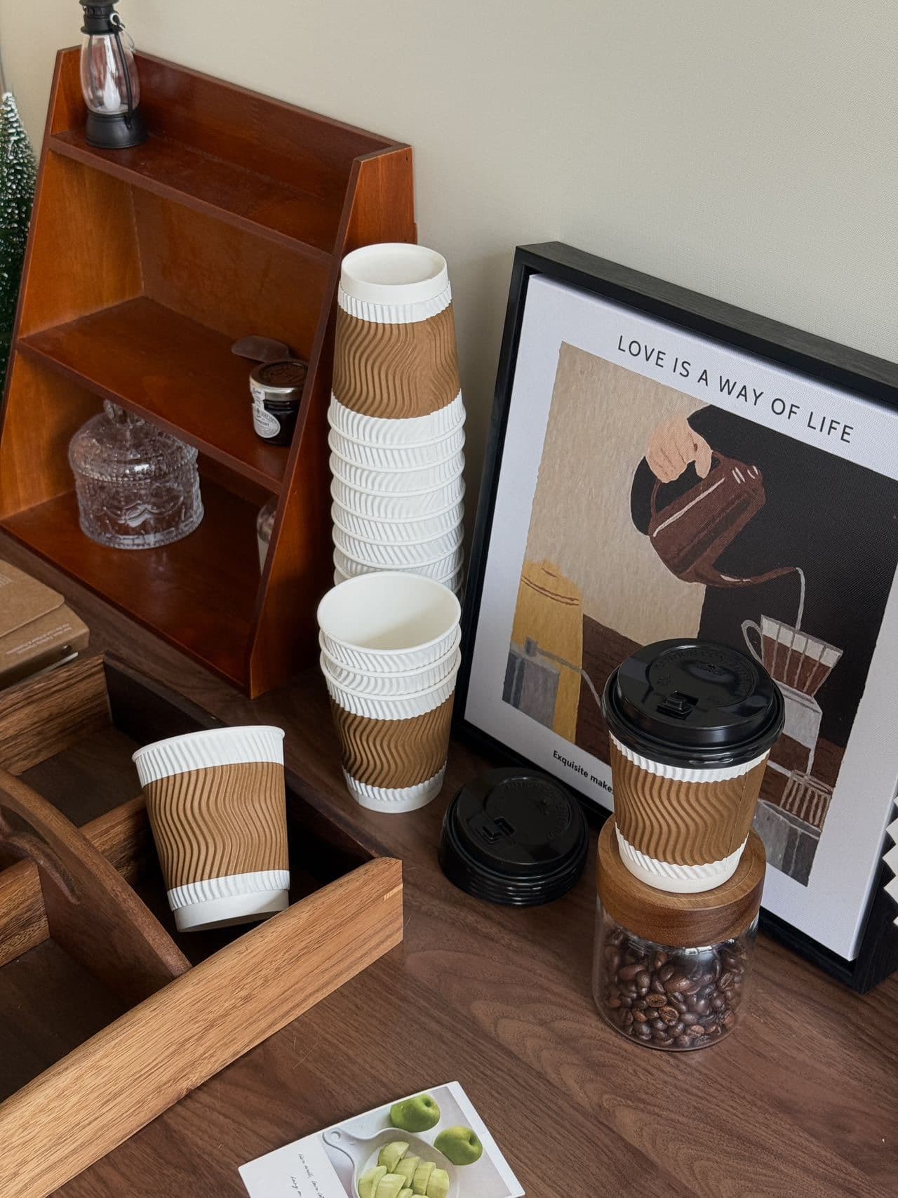 14oz Triple-Wall Ripple Hot Cups with Flip Lids — Case of 500